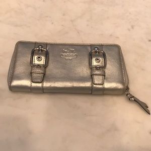 Coach silver metallic wallet